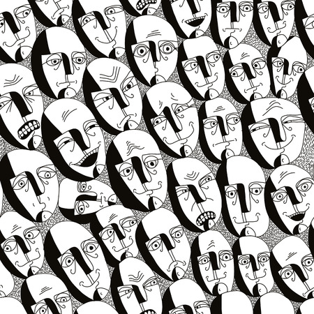 Emotions faces seamless background, vector.のイラスト素材