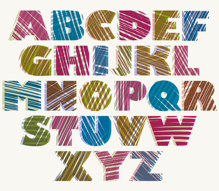 Hand drawn color bold font, sketch style alphabet のイラスト素材