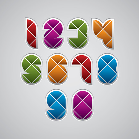Geometric modern style numbers made with rhombuses, vector set. Web buttons style.
のイラスト素材