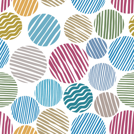 Lined circles seamless pattern, vector background.のイラスト素材