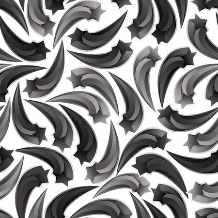 Graphic stylized star fall seamless pattern, monochrome vector background.のイラスト素材