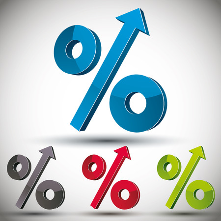 Percent up vector 3d icon set.のイラスト素材