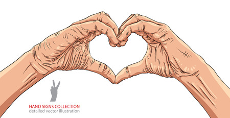 Hands in heart form, detailed vector illustration.のイラスト素材
