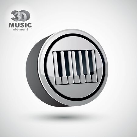 Piano keyboard vector icon isolated, 3d music theme design element.のイラスト素材