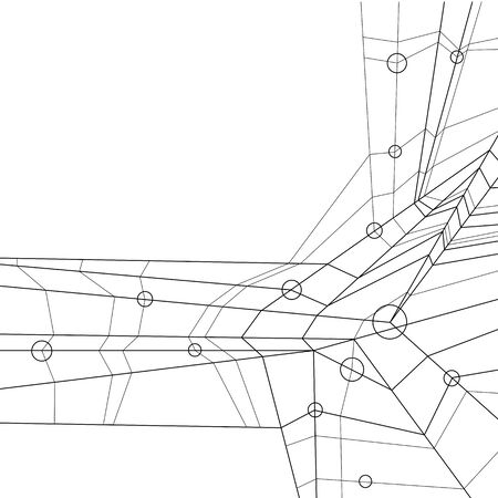 Vector abstract geometric background, contemporary style black and white lines illustration.のイラスト素材