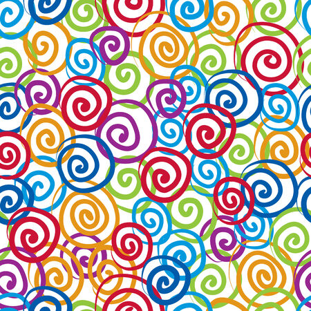 Seamless curls background, vector seamless pattern, colorful.のイラスト素材