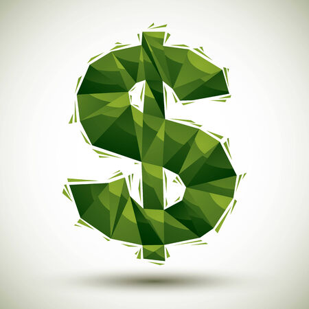 Green dollar sign geometric icon made in 3d modern styleのイラスト素材