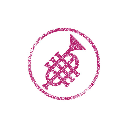 Vector icon of trumpet with hand drawn lines texture.のイラスト素材