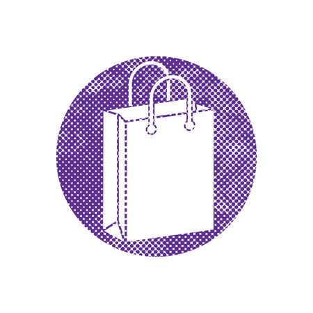 Shopping Bag vector icon with pixel print halftone dots texture.のイラスト素材