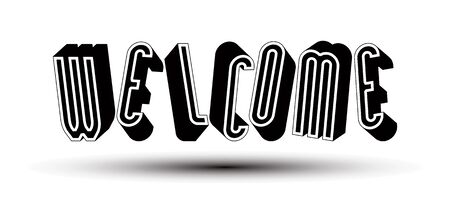 Welcome word made with 3d retro style geometric letters.のイラスト素材