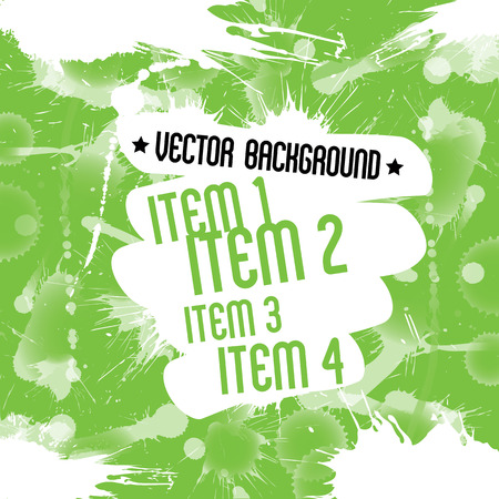 Paint splatters over green background, vector dirty art style template.のイラスト素材