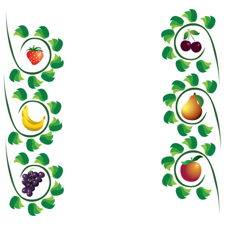 Fruits abstract composition, different fruits icon set, vector illustration.のイラスト素材