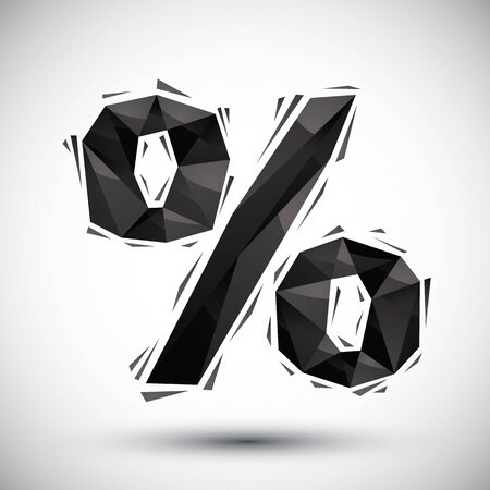 Black percent geometric icon made in 3d modern styleのイラスト素材