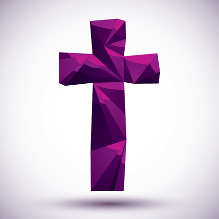 Violet cross geometric icon made in 3d modern styleのイラスト素材