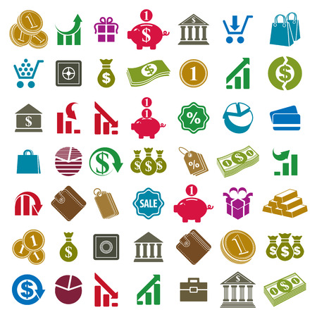 Money icons isolated on white background vector set, finance theme simplistic symbols vector collections.のイラスト素材