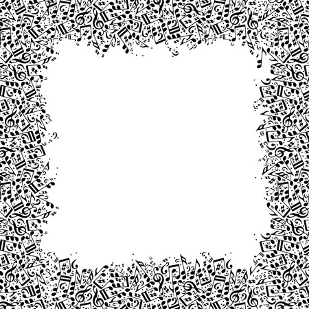 Music frame with notes black abd white vector vintage musical background.のイラスト素材