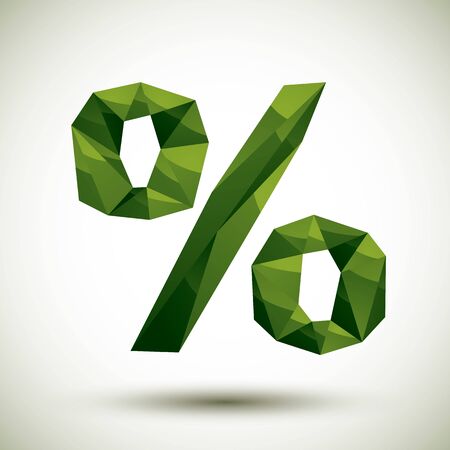 Green percent geometric icon made in 3d modern styleのイラスト素材