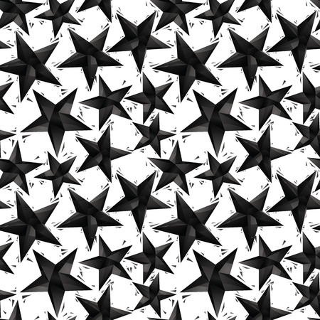 Black stars seamless pattern, geometric contemporary style repeating vector background のイラスト素材