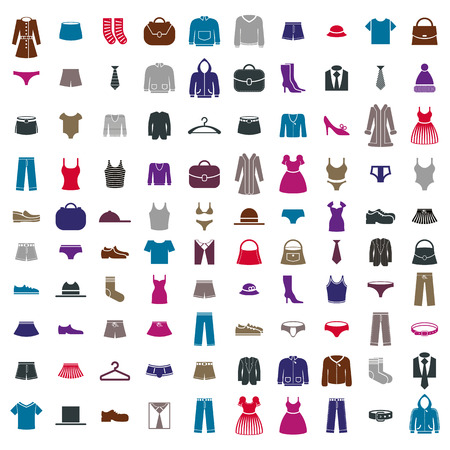 Clothes icon vector set, vector collection of fashion signs and symbols.のイラスト素材