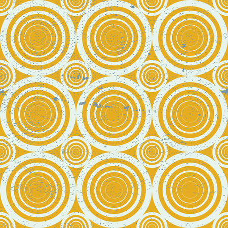 Grunge vintage geometric seamless pattern, old vector repeat background with aged texture.のイラスト素材