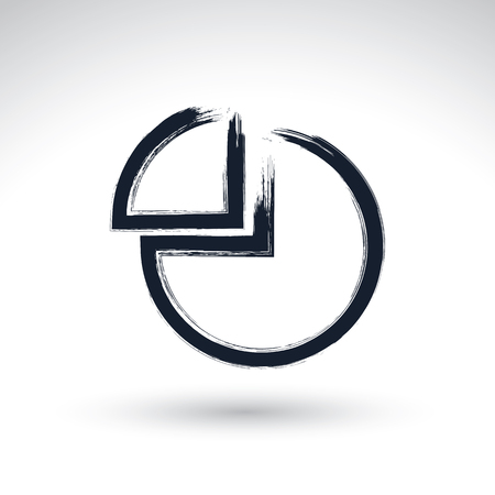 Brush drawing simple diagram chart, painted business graph icon, created with real hand drawn ink brush scanned and vectorized.のイラスト素材