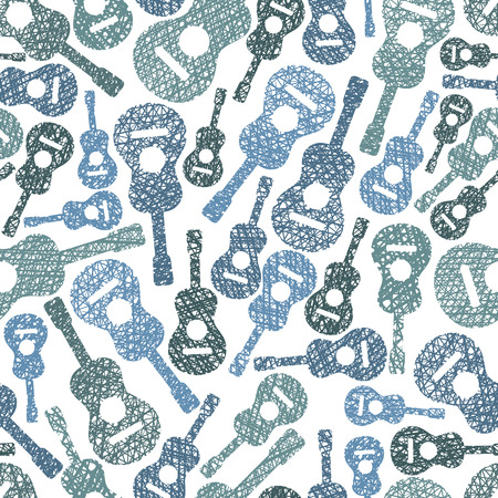 Classic acoustic guitars music theme seamless background, seamless pattern, vector.のイラスト素材