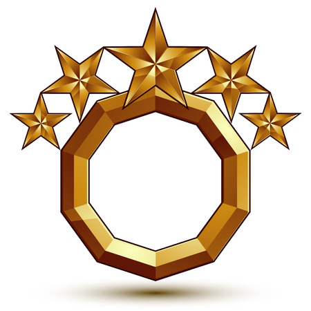 Vector classic emblem isolated on white background. Aristocratic golden stars, clear EPS 8.のイラスト素材