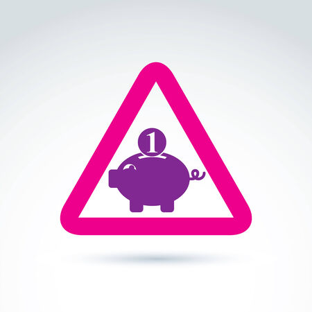 Business idea discussion concept, economics and investment theme. Vector pink piggybank sign, personal savings icon.のイラスト素材