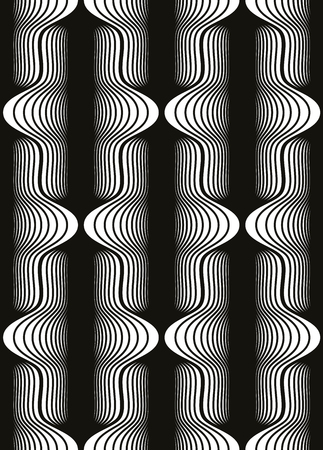 Vintage style black and white seamless pattern, vector geometric lines repeating background.のイラスト素材
