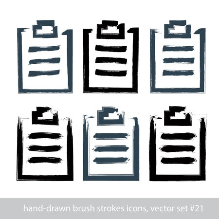 Set of hand-drawn simple prescription pads, brush drawing medicine notepad icons, hand-painted stroke medical forms isolated on white background. のイラスト素材