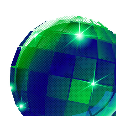 Vector futuristic background with effect sparkling emerald textured sphere created from squares.のイラスト素材