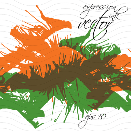 Colorful watercolor graffiti splash overlay elements, expressive paint seamless backdrop, horizontal spotted wallpaper.のイラスト素材