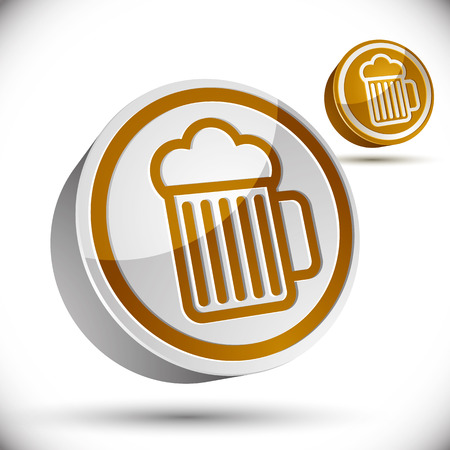 Beer glass 3d vector icon.のイラスト素材