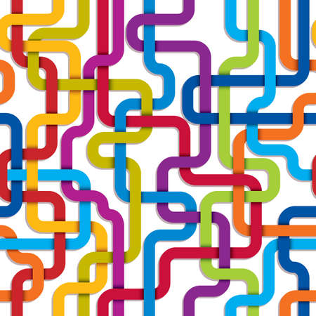 Color lines seamless pattern, tangled stripes vector background for conceptual design projects.のイラスト素材