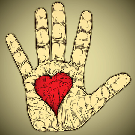 Hand with heart vector illustration.のイラスト素材