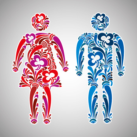 Man and woman vector icons.のイラスト素材