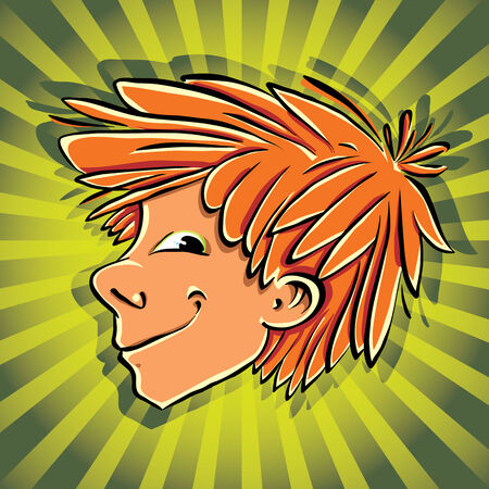 Crafty boy face vector cartoon.のイラスト素材