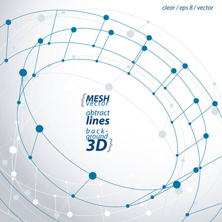 3d mesh cylinder abstract object isolated on white background, stylish geometric circle icon, clear eps 8 vector illustration.のイラスト素材