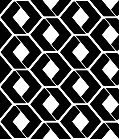 Monochrome endless vector texture with geometric figures, motif abstract contemporary geometric background. Creative black and white symmetric continuous pattern.のイラスト素材