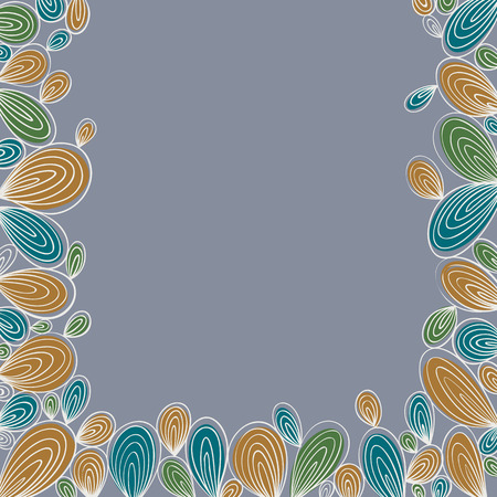 Floral bright hand drawn curly framing on grey background with white outline, best for greetings and inscriptions.のイラスト素材