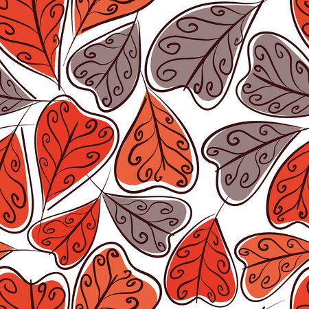 Autumn leaves seamless background, floral vector seamless pattern, hand drawn.のイラスト素材