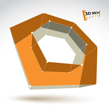 3d mesh colorful abstract object isolated on white background, stylish geometric icon, bright dimensional tech squared construction symbol, clear eps 8 vector illustration.のイラスト素材