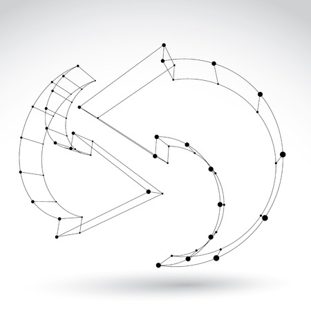3d mesh black stylish web update sign isolated on white background, colorless elegant carcass renew icon, dimensional sketch tech refresh symbol, monochrome clear eps 8 vector illustration.のイラスト素材