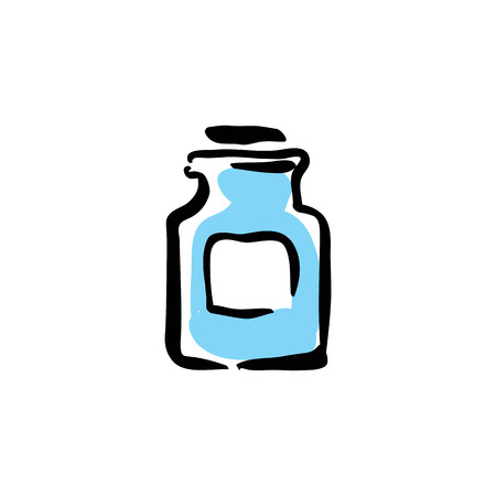 Illustrated glass vintage bottle, vector medical icon.のイラスト素材
