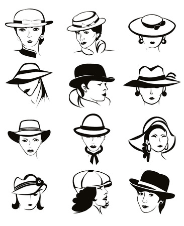 Female hats vector set.のイラスト素材