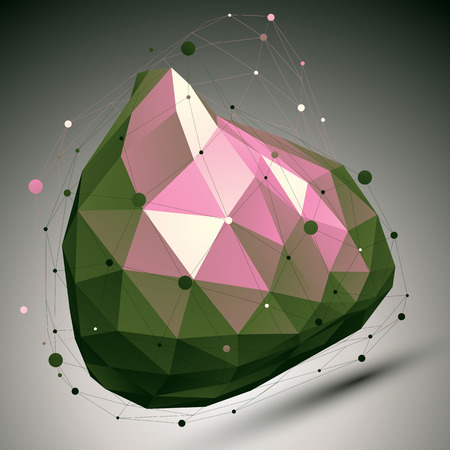 Colorful modern digital technology style, technology abstract lattice background, vector tech complicated 3d figure placed over shaded backdrop.のイラスト素材