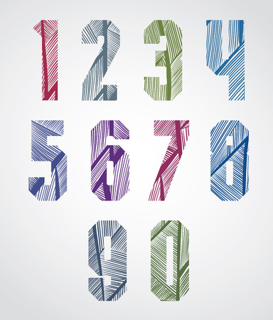 Pattern striped colorful decorative numbers.のイラスト素材