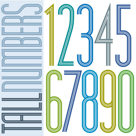Poster tall colorful striped numbers on white background.のイラスト素材