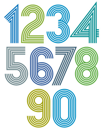 Bright cartoon striped numbers with rounded corners.のイラスト素材