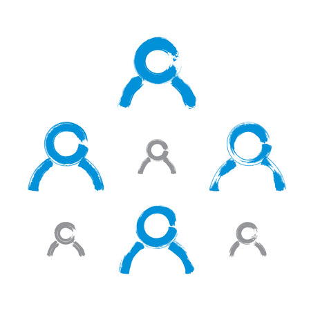 Set of hand-drawn human icons, collection of brush drawing avatars, hand-painted human icon isolated on white background, human resources.のイラスト素材